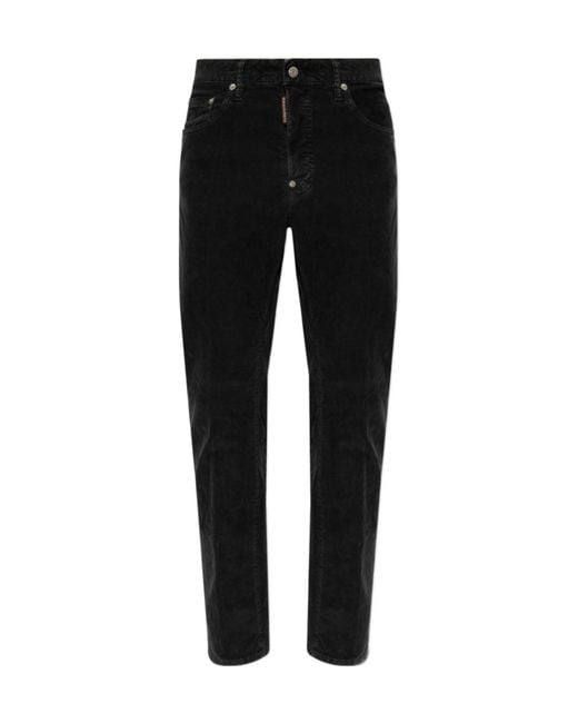 DSquared² Black Straight-Leg Corduroy Trousers for men