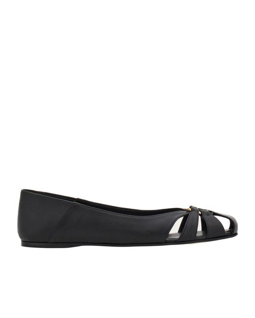 Ferragamo Black Ferragamo Round Toe Slip-On Flat Shoes