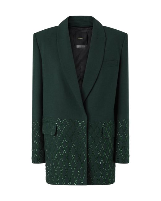 Pinko Green Embellished Oversized Blazer