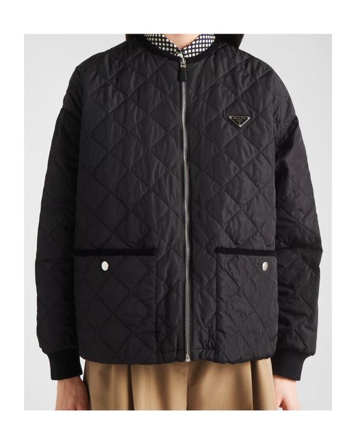Prada Black Quilted Corduroy-Trim Jacket
