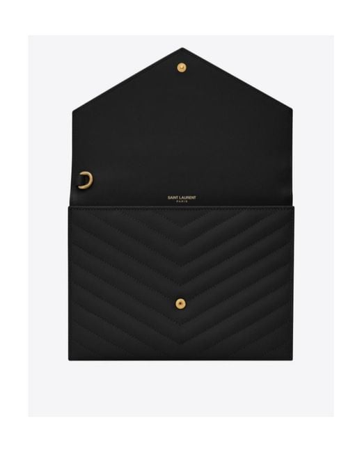 Saint Laurent Black Cassandre Quilted Flap Pouch