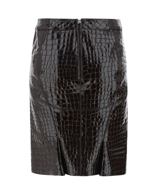Tom Ford Black Embossed Mini Leather Skirt