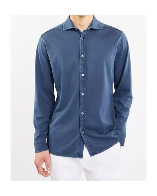 Fay Blue French Collar Logo Shirt for men