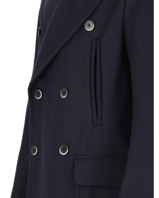 Barena Blue Double-Breasted Coat for men