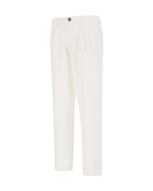 Herno White Button Straight Trousers for men