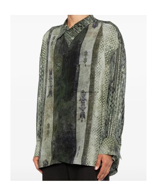 Ziggy Chen Green Printed Shirt for men
