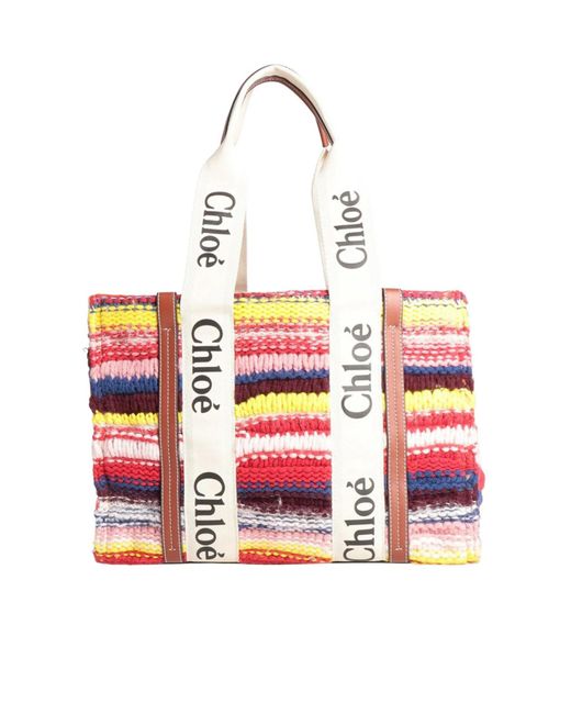 Chloé Large Multicolored Knitted Tote Bag