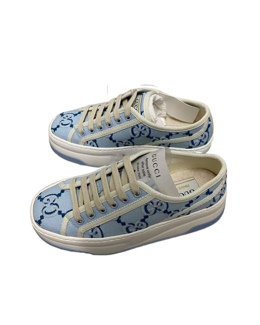 Gucci Blue Lace-Up Low-Top Sneakers
