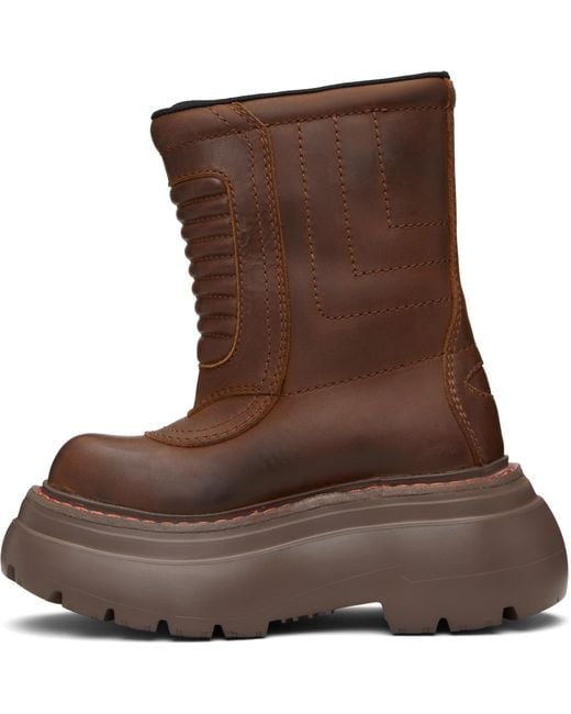 R13 Brown Chunky Racing Ankle Boots