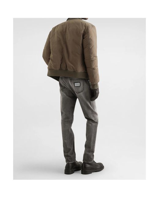 Dolce & Gabbana Gray Logo Plaque Distressed Jeans for men