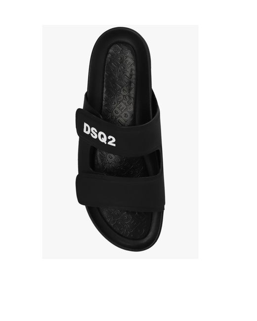 DSquared² Black Logo Printed Open Toe Sandals for men