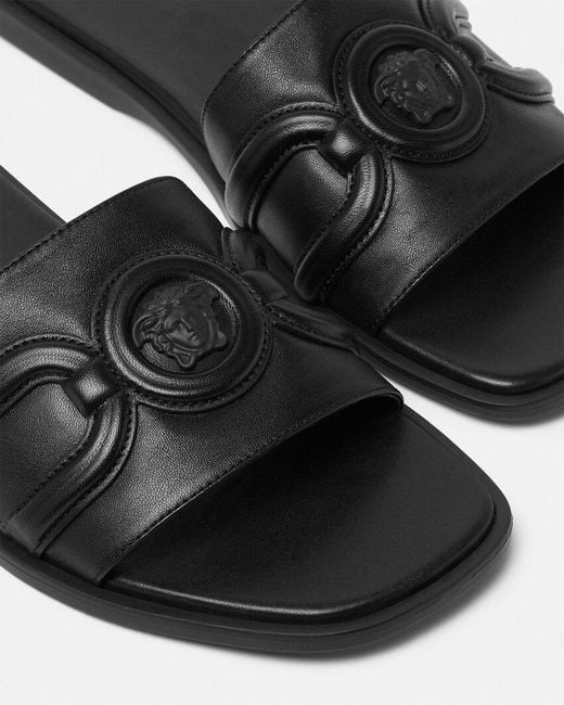 Versace Black Open-Toe Slides for men