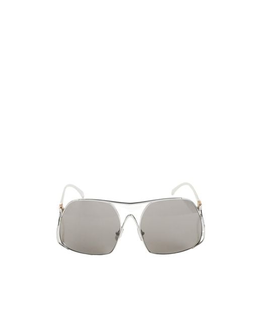 Miu Miu White Eyewear Pilot Frame Full Rim Sunglasses