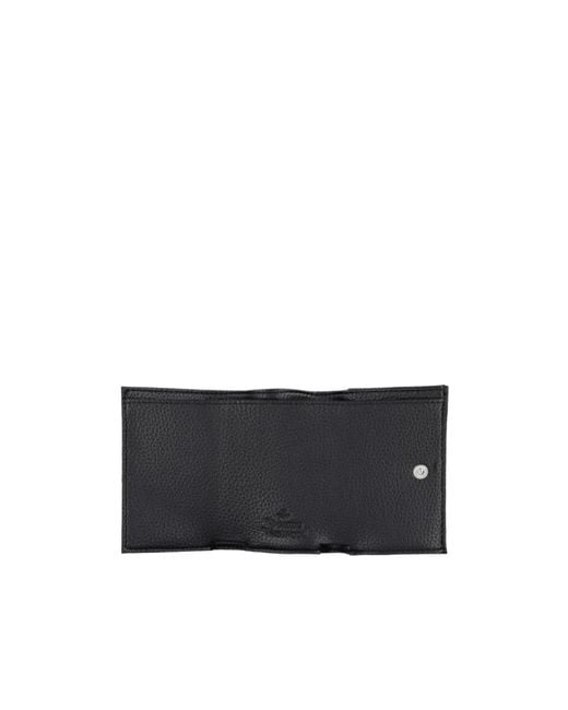 Vivienne Westwood Black Flap Orb Logo Wallet