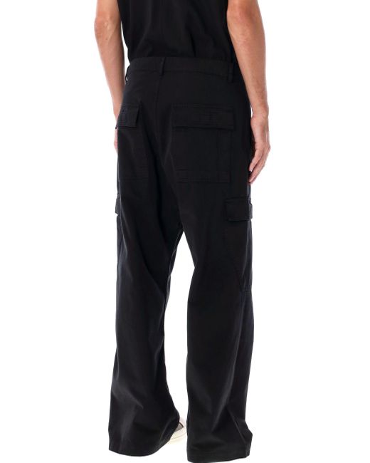 Rick Owens Black Straight Leg Cargo Trousers for men