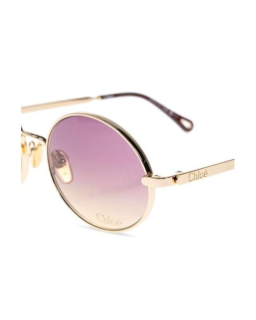 Chloé Pink Chloé Eyewear Oval Frame Sunglasses
