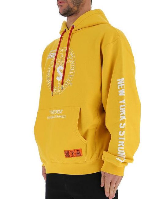 Heron Preston Yellow Hooded Sweater for men