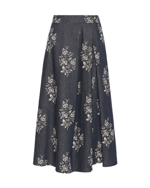 Weekend by Maxmara Gray Pleated Print Midi Skirt