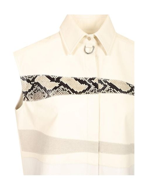 DURAZZI MILANO Natural Sleeveless Patterned Top