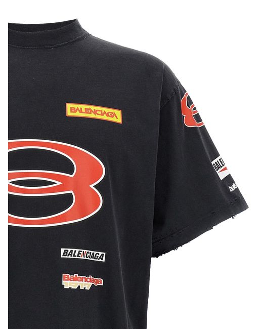 Balenciaga Black 'Sponsor Logos Oversize' T-Shirt for men