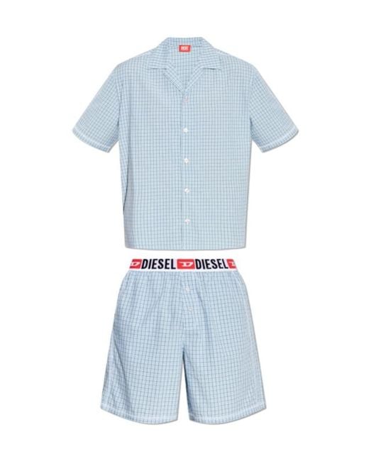 DIESEL Blue Rafael Check-Print Loungewear Set for men