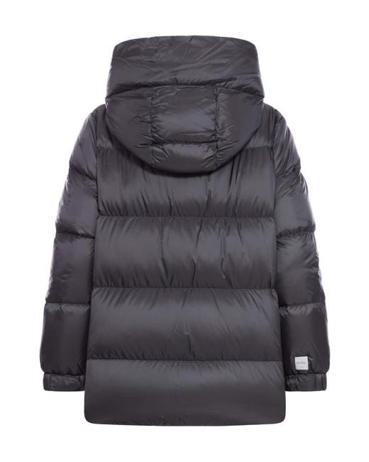 Max Mara Gray Waterproof Canvas Down Jacket
