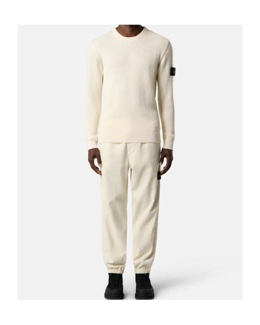 Stone Island Natural Logo Patch Elasticated Hem Trousers for men