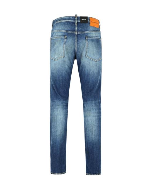 DSquared² Blue Straight Leg Slim Distressed Jeans for men