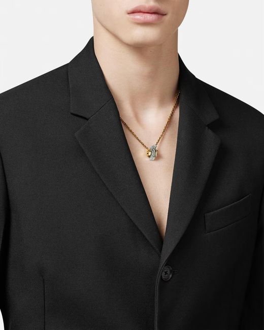 Versace Metallic Medusa Screw Pendant Necklace for men