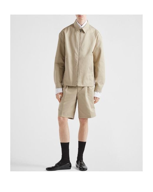 Prada Natural Pleated Knee-Length Shorts for men