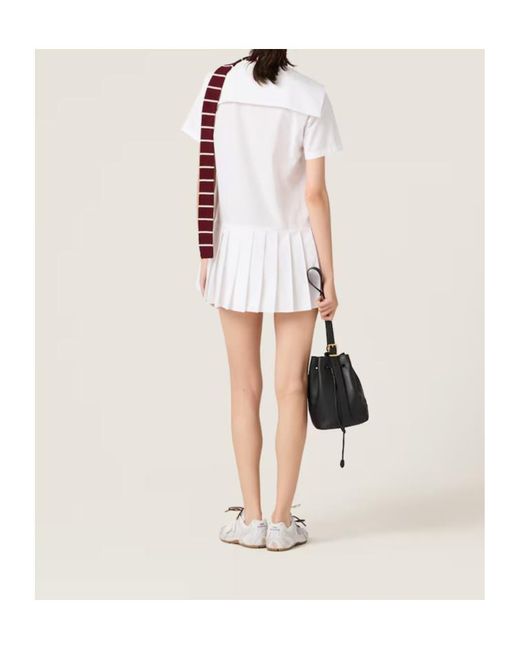 Miu Miu White Short-Sleeved Poplin Dress