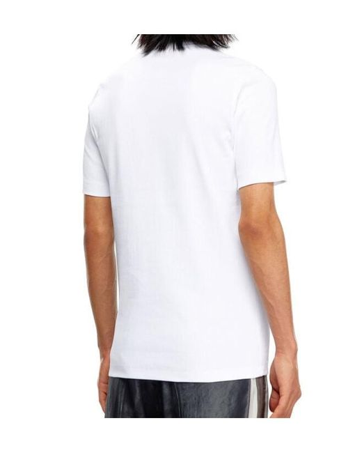 DIESEL White D-Ribber-N Logo Patch Knitted T-Shirt for men