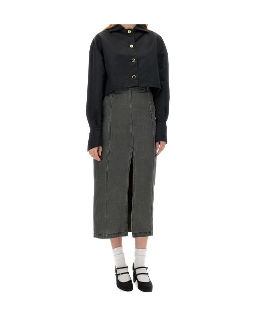 Patou Black Cropped Fit Buttoned Jacket
