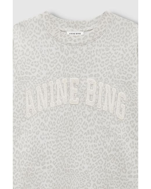 Anine Bing White Leopard-Pattern Logo Sweatshirt