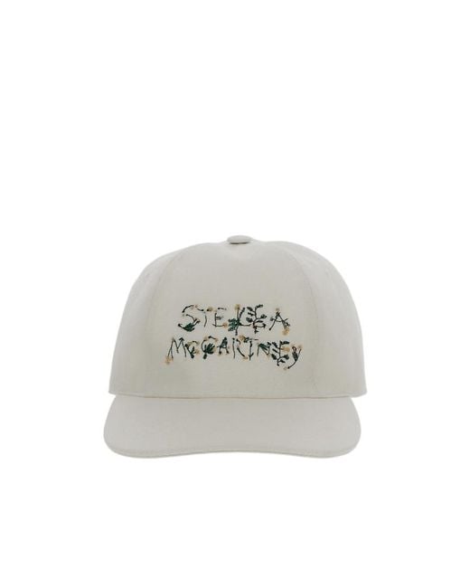 Stella McCartney White Logo Embroidered Baseball Cap
