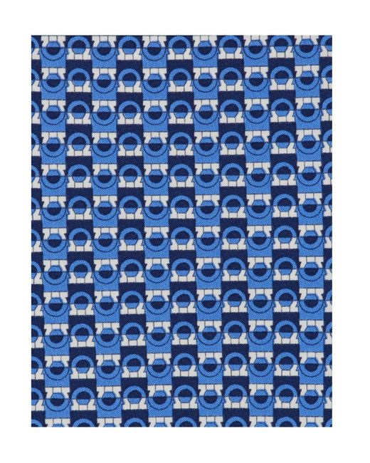 Ferragamo Blue Ferragamo Gancini Bicolor Print Tie for men