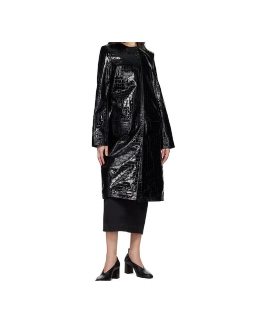 Totême Black Totême Embossed Coated Leather Coat