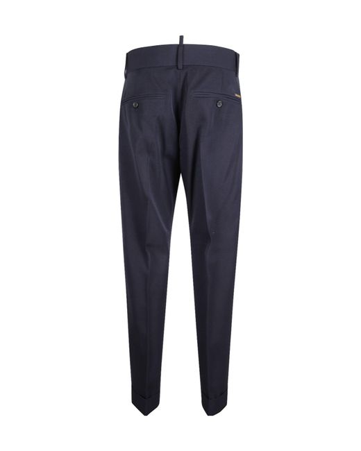 DSquared² Blue Logo Plaque Turn Up Pants