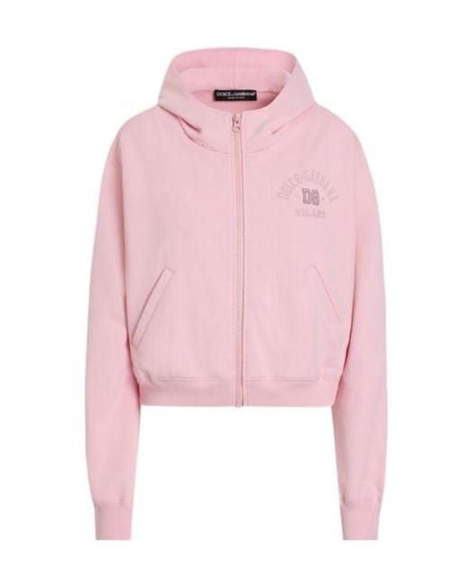 Dolce & Gabbana Pink Logo Embroidered Hoodie