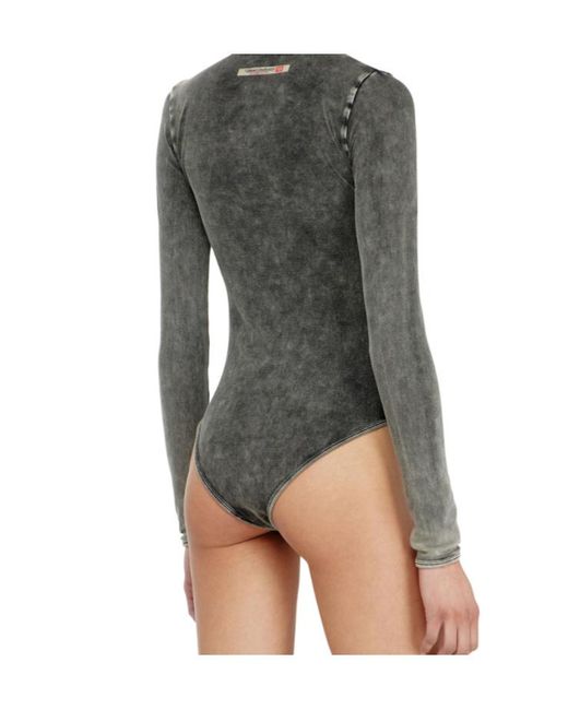 DIESEL Gray Fresya Acid-Wash Button-Front Bodysuit