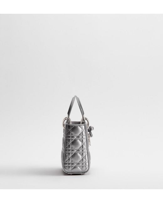 Dior Gray Mini Lady Bag With Chain