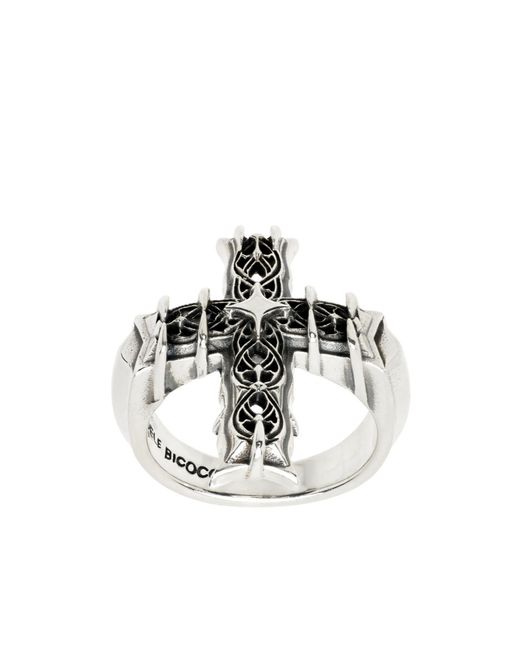 Emanuele Bicocchi White Notre-Dame Cross Ring for men