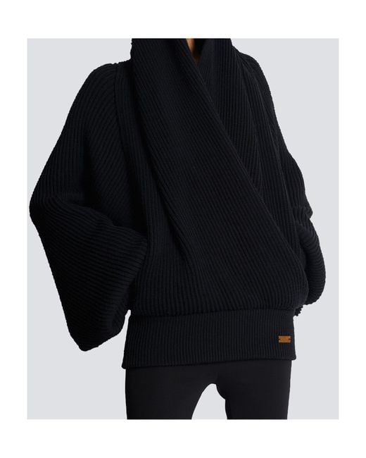 Balmain Black Oversized Knit Hoodie