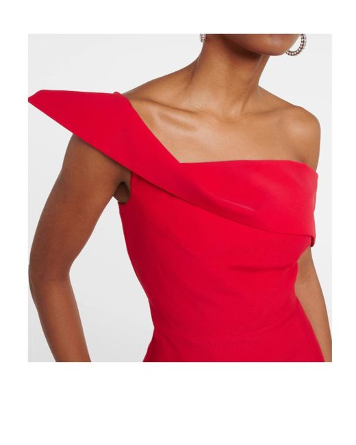 Roland Mouret Red Asymmetric Wool And Silk Gown
