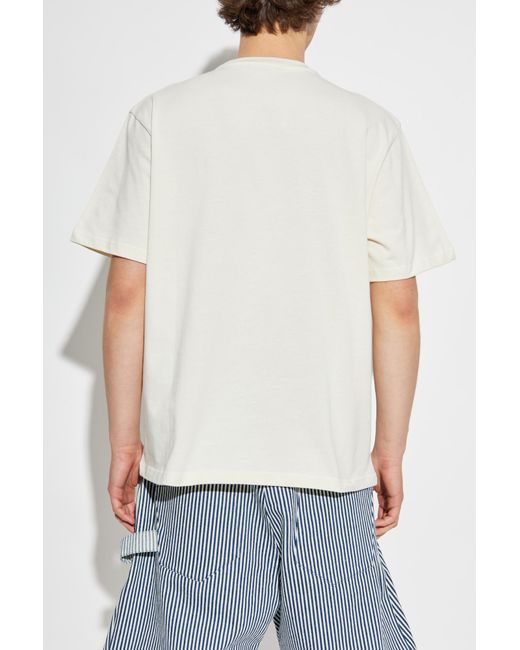 J.W. Anderson White Jw Anderson Flocked-Logo Crewneck T-Shirt for men