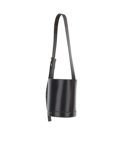 Jil Sander White Cannolo Logo-Lettering Bucket Bag