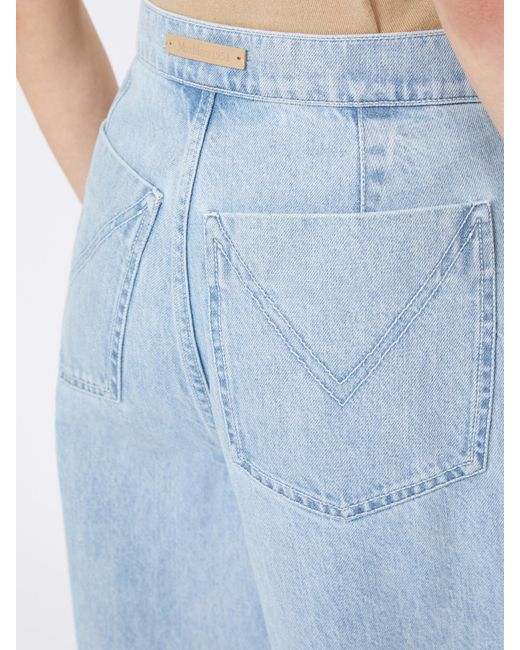Max Mara Blue Affari Logo Patch Wide Leg Jeans