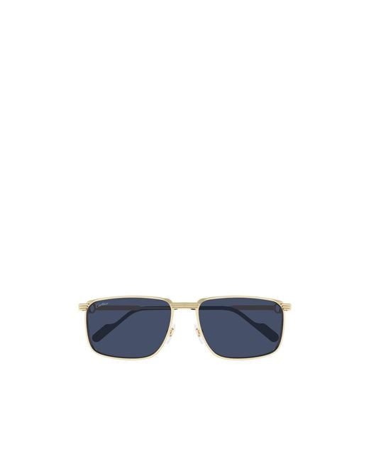 Cartier Blue Rectangular Metal Sunglasses for men