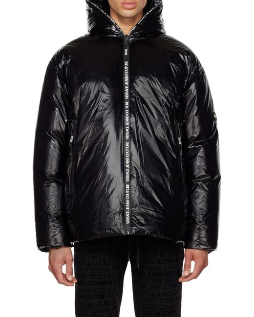 Versace Jeans Black High-Shine Padded Jacket for men