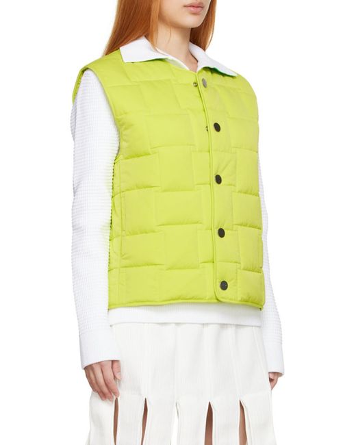 Bottega Veneta Yellow Intrecciato Patterned Padded Vest